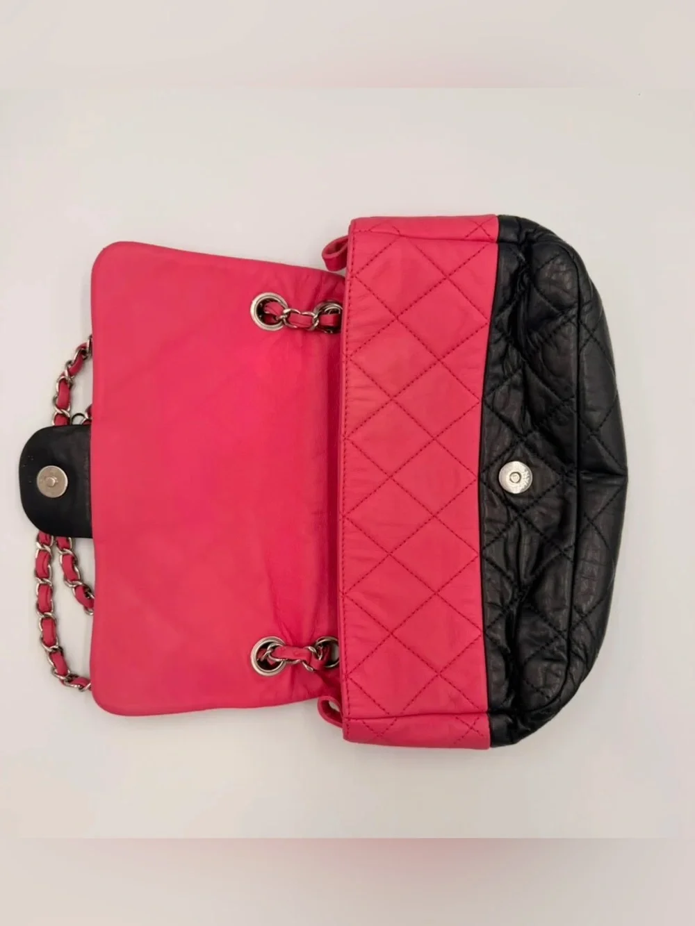 Chanel Bicolor Quilted Flap Bag — Pink/Black Lambskin